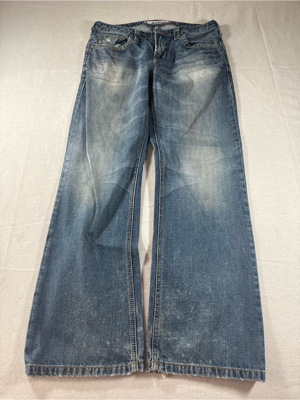 Y2K Brody Baggy Bootcut Jeans Blue Denim Washed Jeans Size 34x32